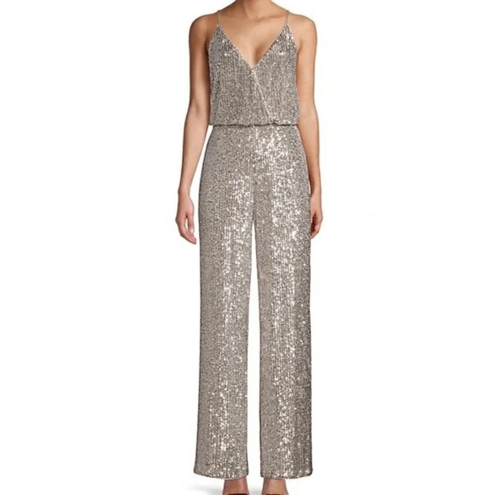 AIDAN MATTOX
Sequin Blouson Jumpsuit - Champagne Silver